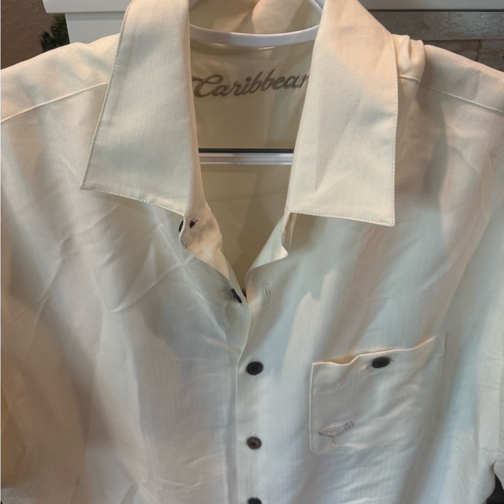 Caribbean Men's Short Sleeve White Shirt
